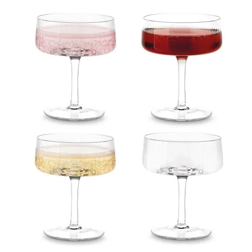 Kup teraz Komplet 4 kieliszków do szampana szklane na nóżce szerokie 280 ml