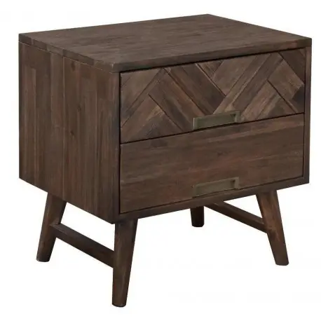 Promocja Drewniana szafka nocna Boho z 2 szufladami 60x45x60