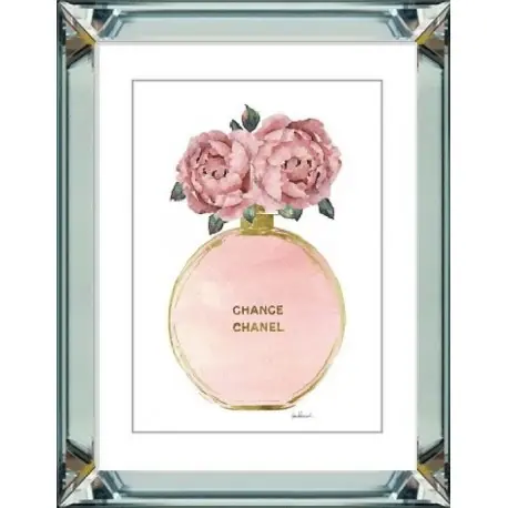Wyprzedaż Obraz glamour 50x60x5 cm Rosse bottle Chanel w lustrzanej ramie